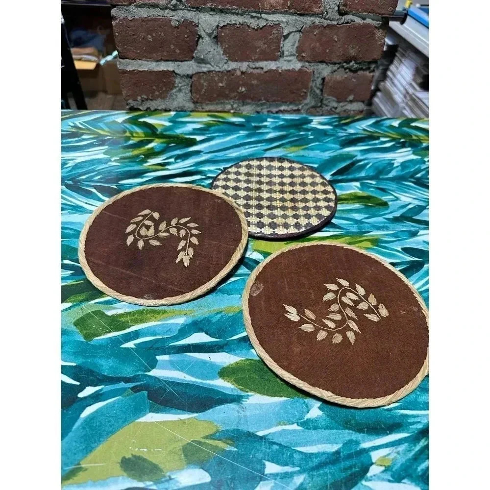3 Brown Woven Mats